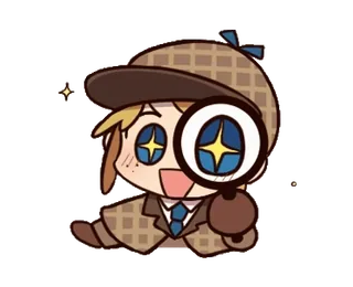🔍 09db903c détective, loupe, enquête, mystère, dessin animé, anime, mignon whatsapp sticker