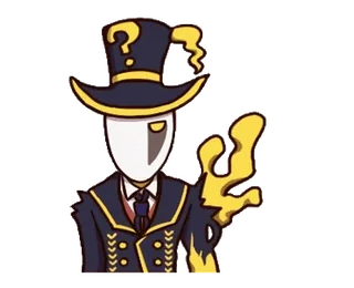 ✨ 1b0fd5f2 dessin animé, personnage, mystère, chapeau, costume whatsapp sticker