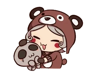 🥰 ac77442a Dessin animé, Ours, Panda, Mignon, Kawaii, Animé, Fille whatsapp sticker