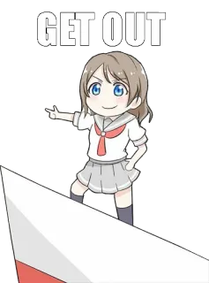 👈 19ffa881 GET OUT 애니메이션 여자, 치비, 나가, 화난, 밈 telegram sticker