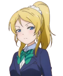 😒 214bad40 Eli Ayase Love Live! 애니메이션, 금발, 교복, 아이돌, 츤데레 telegram sticker
