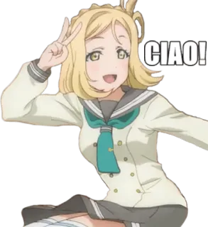 👋 4c10bc36 CIAO! 애니메이션, 소녀, 챠오, 인사, 교복, 평화 기호 telegram sticker