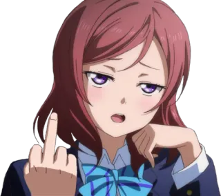 🖕 727b9cb9 애니메이션, 소녀, 가운데 손가락, 무례한, 불쾌한, 제스처 telegram sticker