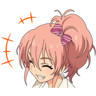 😆 e6824c7b อนิเมะ, ผู้หญิง, ผมสีชมพู, การ์ตูน telegram sticker