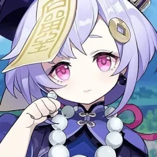 ❄️ 593f947a Qiqi Genshin Impact 敕令 Anime, Gra wideo, Qiqi, Genshin Impact, Słodkie, Chiński, Zombie telegram sticker