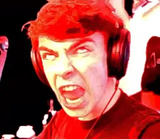 🌟 c37542c1 bravo, homem, fones de ouvido, vermelho, gritando, pessoa telegram sticker