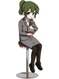 😂 96c1f8e1 Anime, Fille, Bureau, Déjeuner, Manger, Assise, Nourriture, Affaires telegram sticker