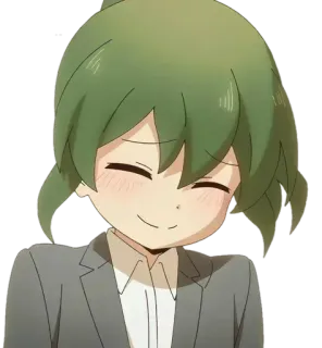 😂 b37e1e6d Anime, Personnage, souriant, cheveux verts, mignon, Manga telegram sticker