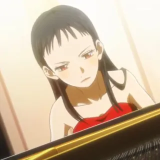 🎹 3d4738a1 anime, girl, piano, red dress, serious, young woman telegram sticker