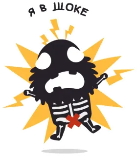 😱 3ac68f64 Я В ШОКЕ 충격, 해골, 번개, 표정, 만화 telegram sticker