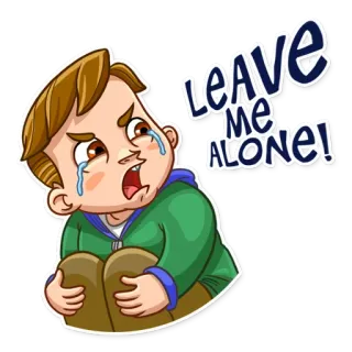 😭 7fb3b514 LEAVE ME ALONE! triste, pleurer, contrarié, laisse-moi tranquille, émotionnel whatsapp sticker