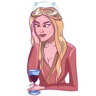 🍷 28d9773e mulher, loira, vinho, bebendo, entediada, pensativa telegram sticker