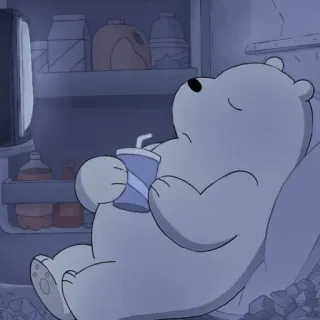 😴 ee57653a Ice Bear We Bare Bears 아이스베어, 위 베어 베어스, 만화, 곰, 게으른, 편안한, 휴식 whatsapp sticker