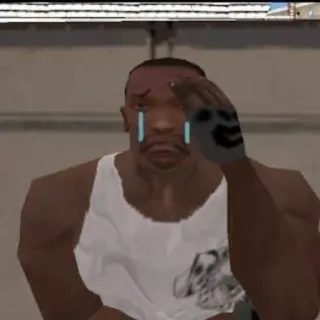 🔪 31cea472 CJ Grand Theft Auto: San Andreas huilen, gta, cj, san andreas, verdrietig, videogame telegram sticker