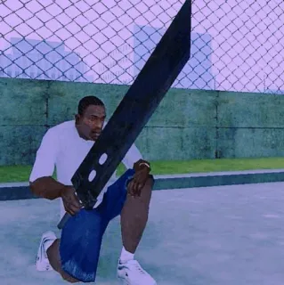 🔪 d0df3f05 CJ Grand Theft Auto: San Andreas gta, san andreas, wapen, zwaard, personage, videogame telegram sticker