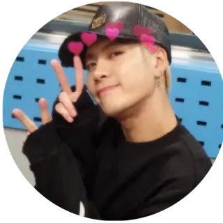 ✌ 8b4792ce Mann, Friedenszeichen, Herzen, Hut, Person, Süß telegram sticker