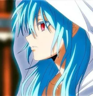 🥶 6313e1fb Anime, Mangá, Cabelo Azul, Olhos Vermelhos, Personagem, Desenho Animado, Ilustração whatsapp sticker