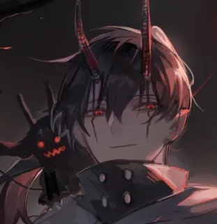 🥶 64b9b1ec Anime, Demônio, Chifres, Sombrio, Assustador, Personagem, Arte whatsapp sticker