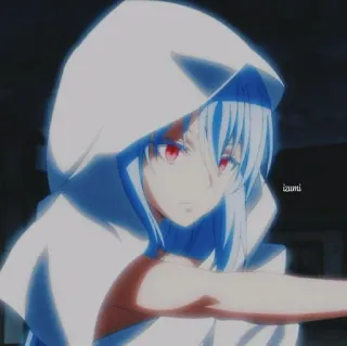 🥶 755c1959 Anime, Mangá, Personagem, Capuz, Olhos Vermelhos, Cabelo Branco whatsapp sticker