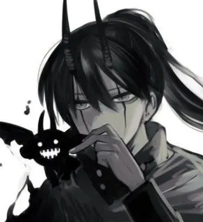 🥶 ef770eb6 Anime, Demônio, Mangá, Cabelo Preto, Chifres, Fantasia Sombria, Personagem whatsapp sticker