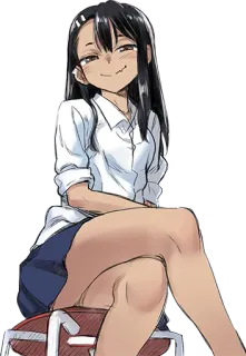 😏 e05ff145 Nagatoro Don't Toy with Me, Miss Nagatoro 动漫, 漫画, 长瀞同学, 老婆, 女学生, 坐着, 卡通 telegram sticker
