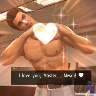 ๐ e057d36a Kiryu I love you, Master... Mwah! love, heart, kiss, character, game telegram sticker