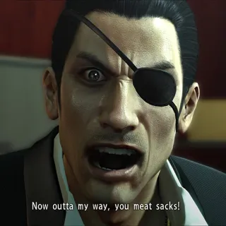 ๐คฌ e9fba948 Goro Majima Yakuza Now outta my way, you meat sacks! angry, yakuza, goro, majima, game telegram sticker
