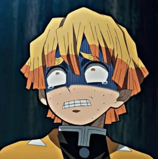 👺 03729787 Zenitsu Agatsuma Demon Slayer Anime, Thanh gươm diệt quỷ, Zenitsu, khóc, sợ hãi, lo sợ telegram sticker