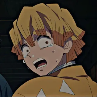 👺 42f25590 Zenitsu Agatsuma Demon Slayer anime, khóc, sợ hãi, lo lắng, Zenitsu, Thanh gươm diệt quỷ telegram sticker