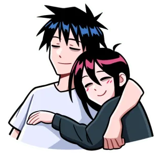 ☺ 3843fce5 カップル, ハグ, アニメ, 愛, 可愛い telegram sticker