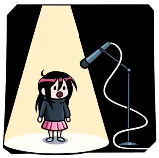 😮 c6189ff0 漫画, 女の子, 歌, マイク, ステージ, スポットライト telegram sticker