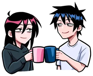 🤝 cd1da285 アニメ, トースト, カップル, 飲み物, 一緒, かわいい telegram sticker
