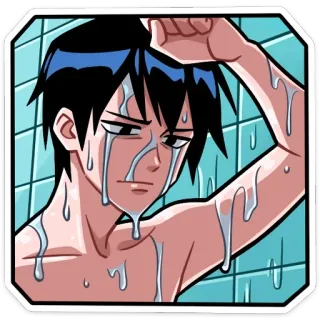 😐 1967cf71 Anime, Triste, Doccia, Piangendo, Bagnato, Cartone animato telegram sticker