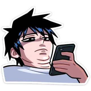 😕 42a00b0e uomo, telefono, anime, manga, cartone animato, teen, scorrimento, rilassante telegram sticker