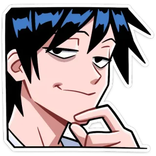 🤔 9cebef62 cartone animato, sorrisetto, anime, personaggio, pensare telegram sticker