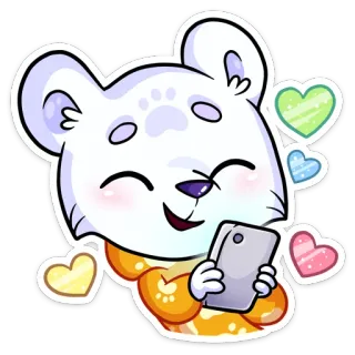 😍 16f0b616 만화 곰, 동물, 귀여운, 하트, 행복한, 전화 telegram sticker