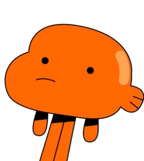 😶 2730e090 Darwin Watterson The Amazing World of Gumball 만화, 물고기, 주황색, 다윈, 검볼 telegram sticker