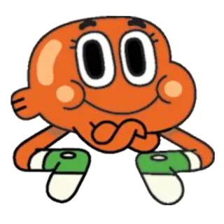 👶 29525907 Darwin Watterson The Amazing World of Gumball 만화, 애니메이션, 물고기, 친구, 주황색, 다윈, 검볼 telegram sticker