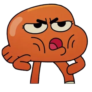 💪 34c7fbf6 Darwin The Amazing World of Gumball 만화, 애니메이션, 캐릭터, 다윈, 물고기, 주황색, 화난 telegram sticker