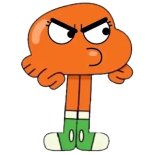 😔 3e84dc00 Darwin Watterson The Amazing World of Gumball 만화, 물고기, 화난, 캐릭터, 주황색, 검볼, 다윈 와터슨 telegram sticker