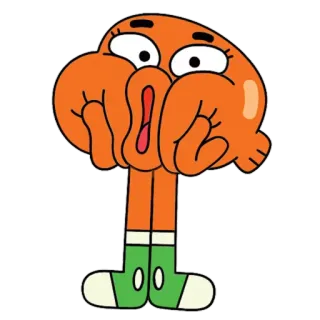 😱 53f93d61 Darwin Watterson The Amazing World of Gumball 만화, 물고기, 주황색, 웃긴, 귀여운 telegram sticker