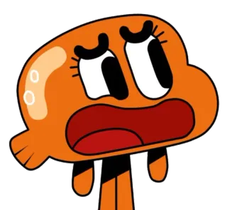😥 569b75ee Darwin Watterson The Amazing World of Gumball 만화, 물고기, 주황색, 캐릭터, 걱정하는, 슬픈 telegram sticker