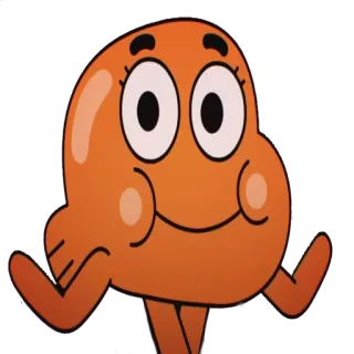🤷 577e04e5 Darwin Watterson The Amazing World of Gumball 만화, 물고기, 주황색, 의인화, 귀여운, 검볼, 다윈 와터슨 telegram sticker