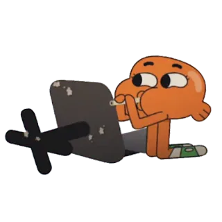 🔫 7fa4758f Darwin Watterson The Amazing World of Gumball 만화, 물고기, 다윈 와터슨, 검볼, 웃긴, 애니메이션 telegram sticker
