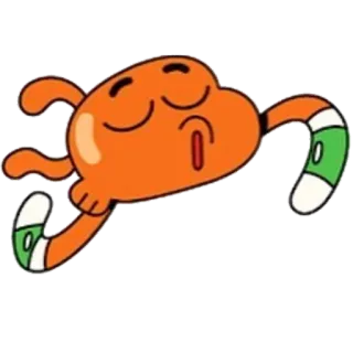 👋 85f7b036 Darwin Watterson The Amazing World of Gumball 만화, 캐릭터, 다윈 와터슨, 주황색, 검볼, 물고기 telegram sticker