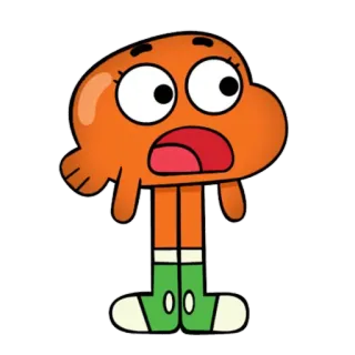 😨 b2494fb6 Darwin Watterson The Amazing World of Gumball 만화, 애니메이션, 물고기, 주황색, 다윈, 검볼, 캐릭터 telegram sticker