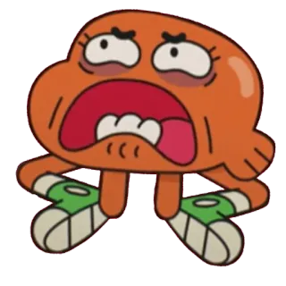 😫 ba401ce8 Darwin Watterson The Amazing World of Gumball 만화, 물고기, 주황색, 다윈, 검볼, 웃긴, 캐릭터 telegram sticker