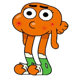 🤢 e1e6df70 Darwin The Amazing World of Gumball 만화, 물고기, 친구, 주황색, 캐릭터 telegram sticker