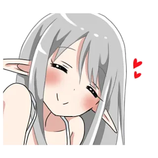 ☺️ f55373e3 アニメ, 女の子, 可愛い, エルフ, かわいい, ハート telegram sticker