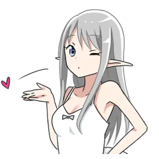 😘 f6e8ed44 アニメ, 女の子, エルフ, 可愛い, ウインク, 愛, 漫画 telegram sticker